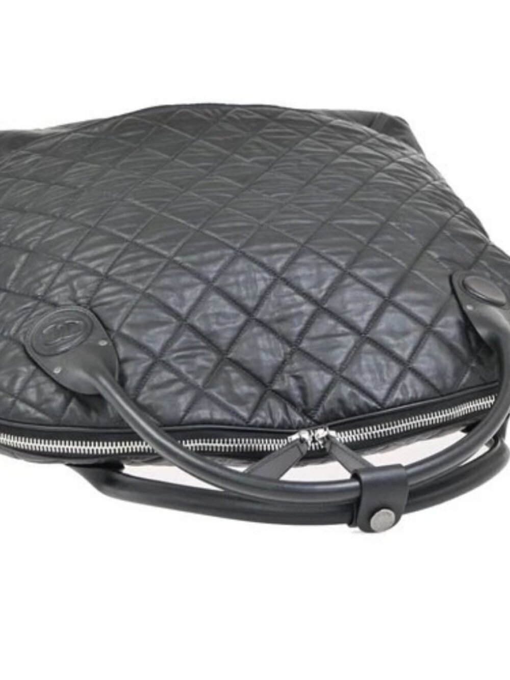 CHANEL CC Logo Coco Cocoon Travel Hand Bag Nylon Leather Black Italy 44RP154 - Picture 5 of 15